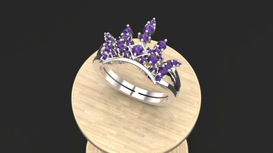 Sterling Silver Crown Ring with Custom Gemstones | Elegant Women’s Tiara-Inspired Jewelry