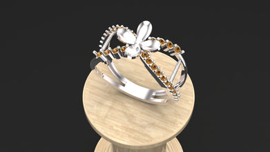 Sterling Silver Floral Ring with Custom Gemstones | Handmade Adjustable Flower Design