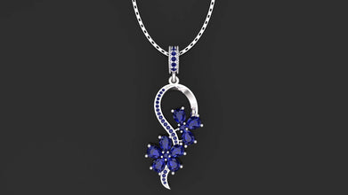 Elara Custom Birthstone Pendant for September featuring Sapphire Blue gemstones