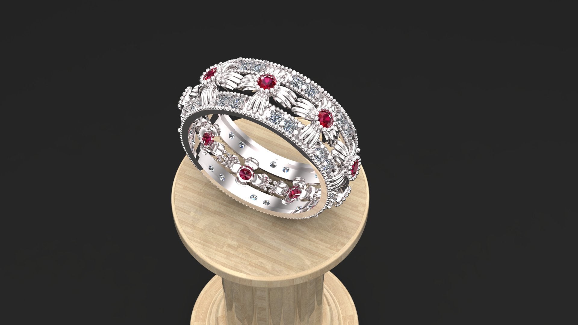 925 Sterling Silver Eternity Band | Women’s Vintage Floral Wedding Ring | Sapphire Anniversary & Promise Ring