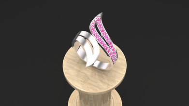 Sterling Silver Wave Design Ring customizable – Modern Adjustable Women’s Statement Jewelry