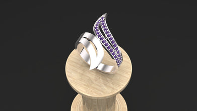 Sterling Silver Wave Design Ring customizable – Modern Adjustable Women’s Statement Jewelry