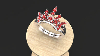 Sterling Silver Crown Ring with Custom Gemstones | Elegant Women’s Tiara-Inspired Jewelry