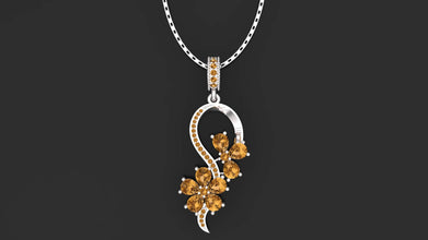 Elara floral pendant featuring sunny Yellow Citrine birthstones