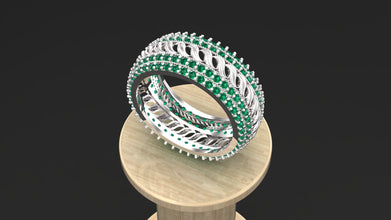 Sterling Silver Multi-Row Gemstone Ring | Custom Color Options (Blue, Red, Purple, Pink) | Elegant Handmade Women’s Jewelry