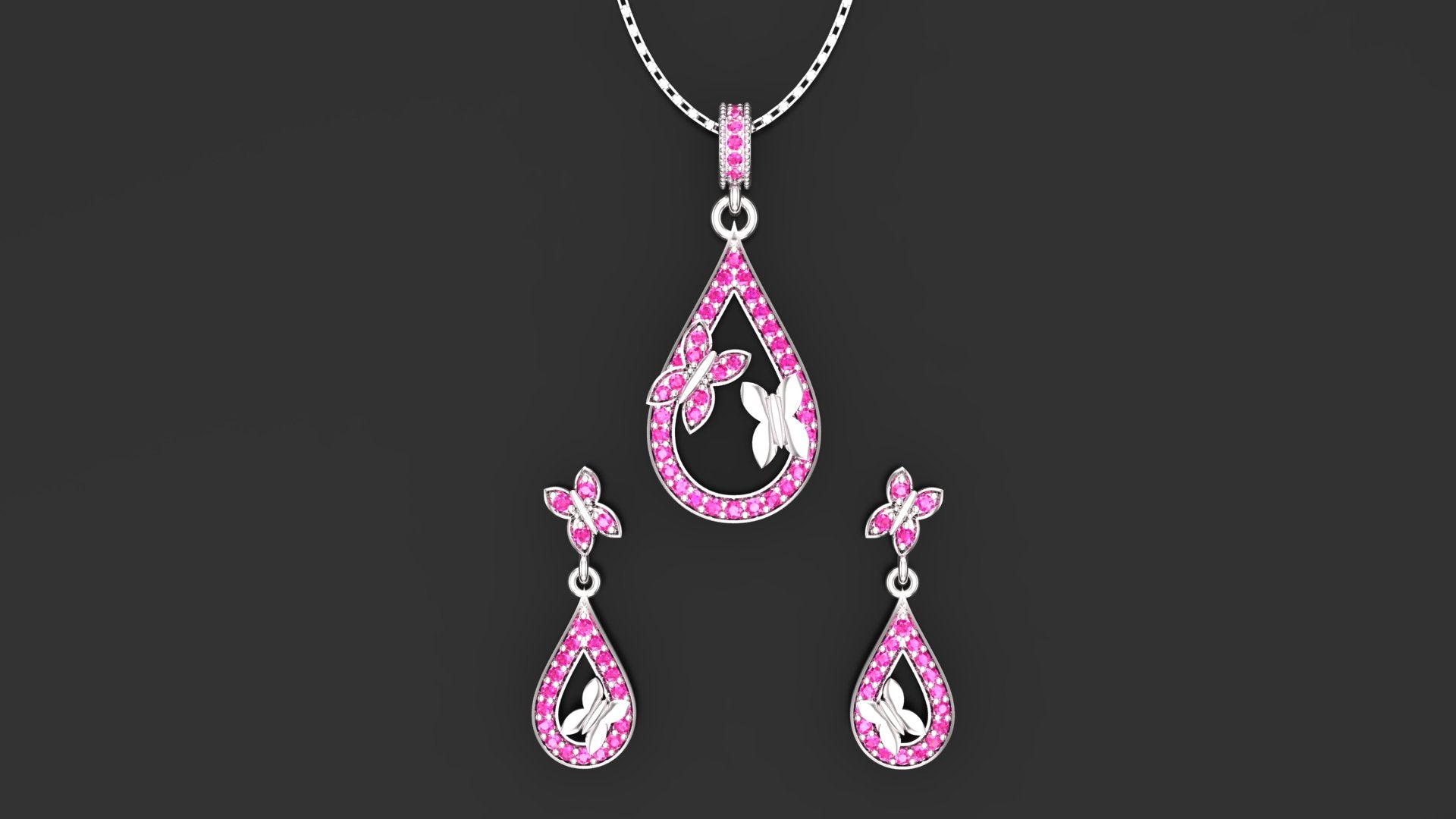 "Elegant Faraasha butterfly set with pink tourmaline, a perfect gift for her in Pakistan."