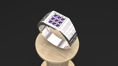 Men’s 925 Sterling Silver Ring | Custom Gemstone Signet Ring (Emerald, Ruby, Citrine, Garnet, Amethyst) – Handmade Luxury Jewelry Gift