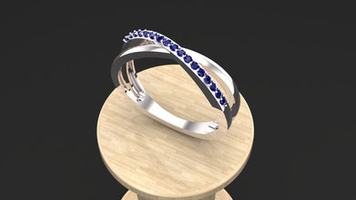 Sterling Silver Crossover Ring with Custom Gemstones – Elegant Women’s Jewelry Gift
