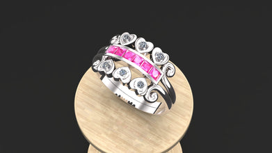 925 Sterling Silver Heart Ring with Amethyst & Cubic Zirconia | Women’s Purple Stone Promise Ring | Customizable Silver Jewelry