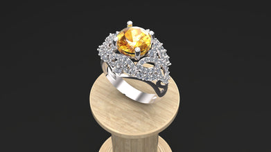 925 Sterling Silver Halo Ring | Women’s Vintage Statement Engagement Ring | Cocktail & Anniversary Ring