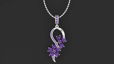 Elara custom silver locket with Amethyst Purple gemstones for February birthdays