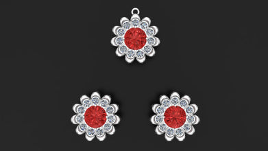 Handcrafted Sterling Silver Jewelry Set | Floral Pendant & Earrings with Custom Gemstones