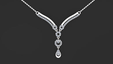 Classic Amira Y-Necklace with diamond white gems, a timeless heirloom piece.