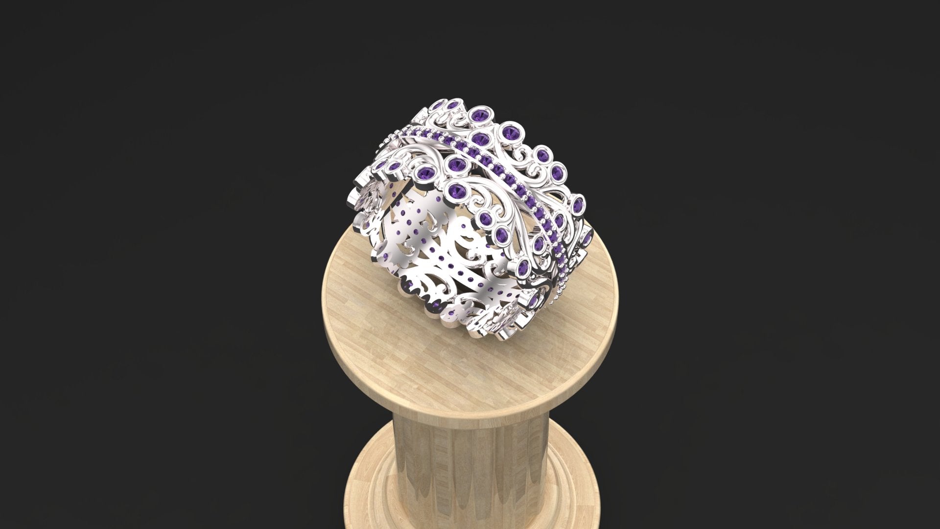 925 Sterling Silver Vintage Filigree Ring with customizable Stones | Wide Band Cocktail Ring for Women | Handmade Custom Silver Jewelry