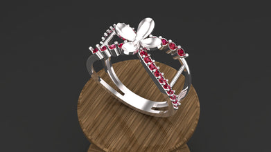 Sterling Silver Floral Ring with Custom Gemstones | Handmade Adjustable Flower Design