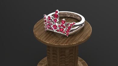 Sterling Silver Crown Ring with Custom Gemstones | Elegant Women’s Tiara-Inspired Jewelry