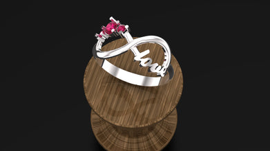 Personalized Sterling Silver Infinity Love Ring with Custom Birthstones – Unique Couples & Promise Jewelry