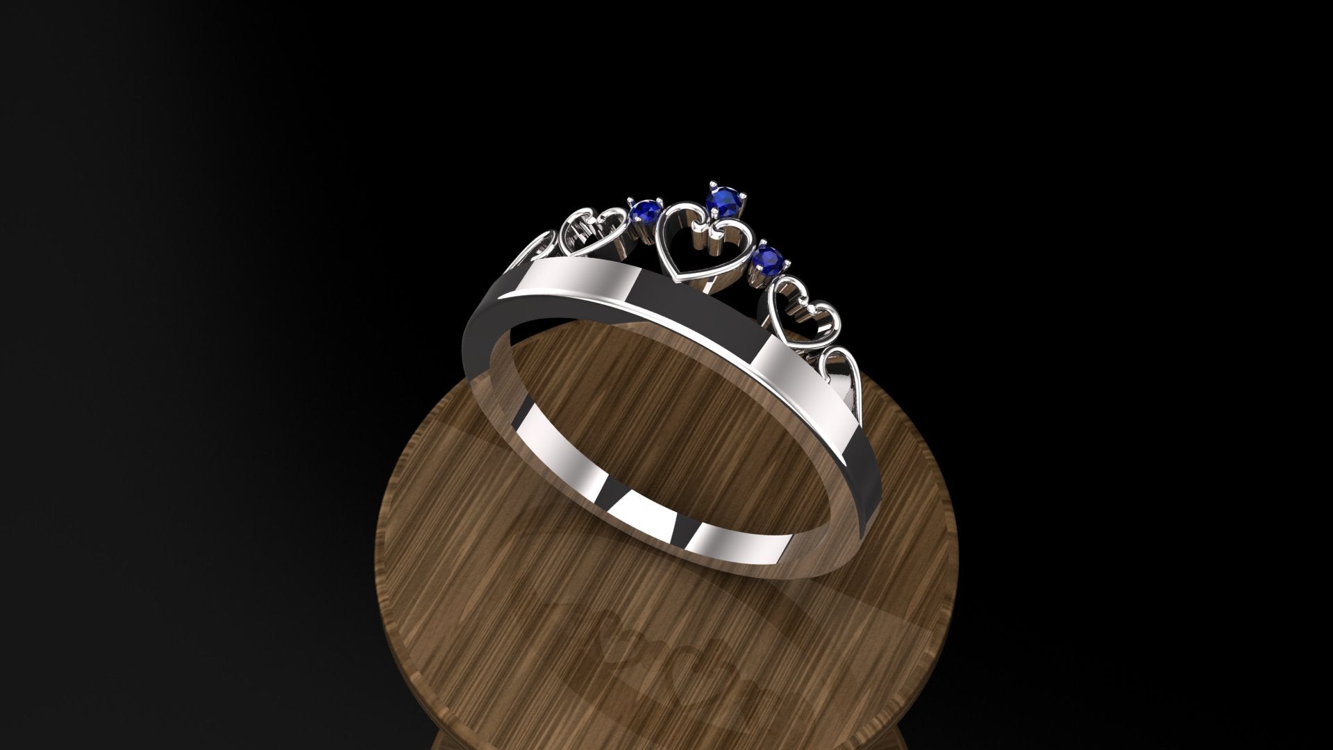 Customized Sterling Silver Heart Crown Ring with Gemstone | Diamond, Emerald & Ruby Options