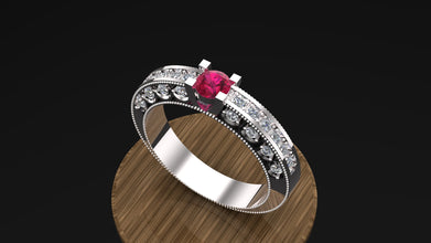 Custom Silver Engagement Ring with Gemstone Options – Personalized Sterling Silver Ring with Diamond Accents