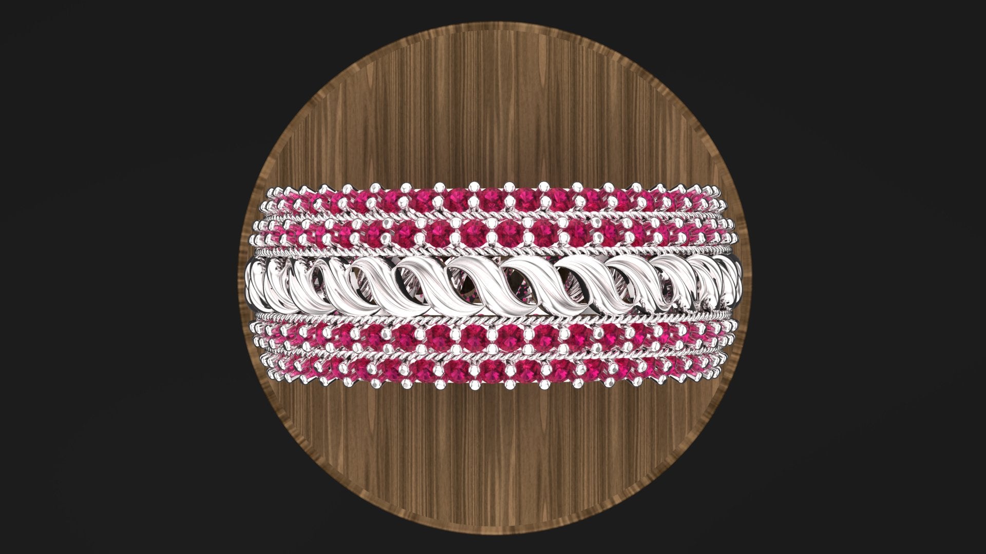 Sterling Silver Multi-Row Gemstone Ring | Custom Color Options (Blue, Red, Purple, Pink) | Elegant Handmade Women’s Jewelry
