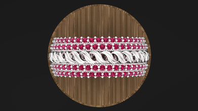 Sterling Silver Multi-Row Gemstone Ring | Custom Color Options (Blue, Red, Purple, Pink) | Elegant Handmade Women’s Jewelry