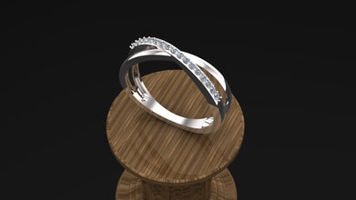 Sterling Silver Crossover Ring with Custom Gemstones – Elegant Women’s Jewelry Gift