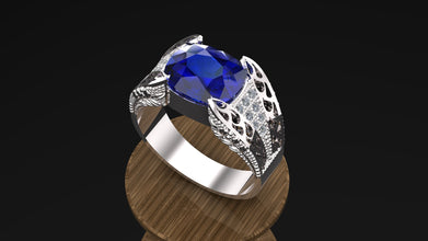 Handcrafted elite class Sterling Silver Ring with Emerald, Ruby & Sapphire – Customizable Gemstone Jewelry for Men