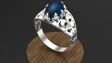Elegant Sterling Silver Ring with Custom Gemstone (Ruby, Emerald, Sapphire) | Handmade Filigree Design