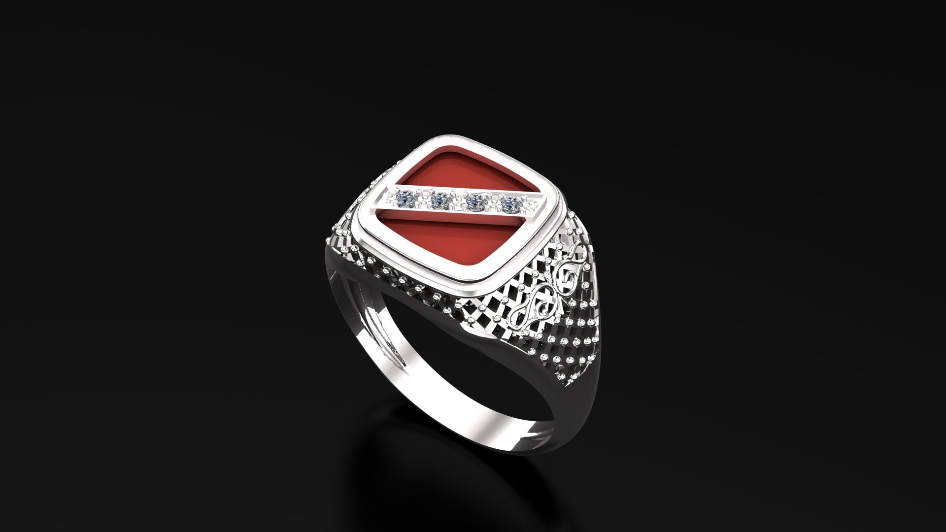 Men’s Sterling Silver Ring with Custom Gemstone – Emerald, Sapphire, Ruby & Diamond Accents