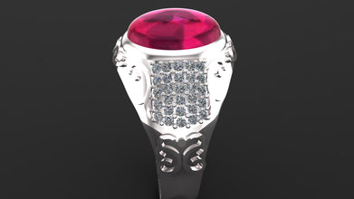 Men’s Sterling Silver Ring with Custom Gemstone | Ruby, Emerald, Sapphire, Birthstone Ring | Handmade Luxury Silver Jewelry