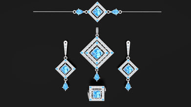 Elite Sterling Silver Jewelry Set  | Necklace, Earrings, Pendant, Bracelet & Ring for Women