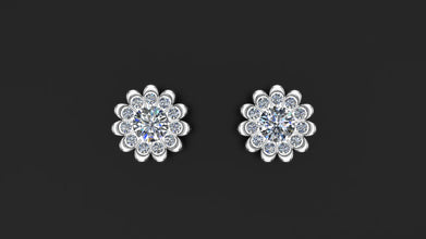 Customized Sterling Silver Flower Stud Earrings with Gemstone Options