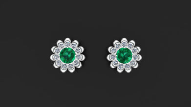 Customized Sterling Silver Flower Stud Earrings with Gemstone Options