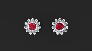 Customized Sterling Silver Flower Stud Earrings with Gemstone Options