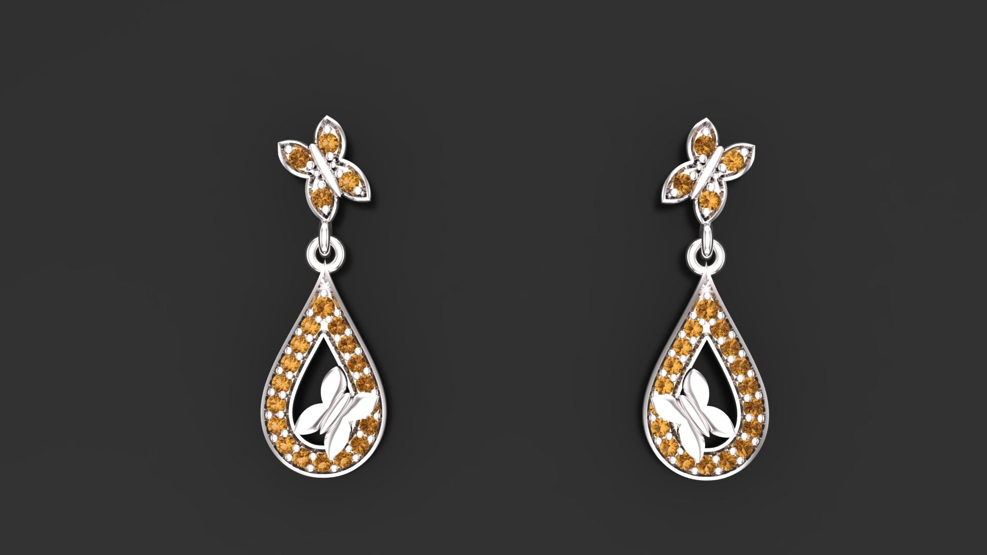 "Faraasha" teardrop dangle earrings with sunny yellow citrine gemstones."
