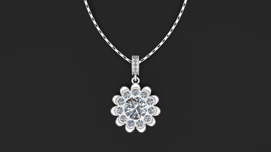 Custom Silver Flower Locket Pendant with Gemstone |Custom Stone Necklace