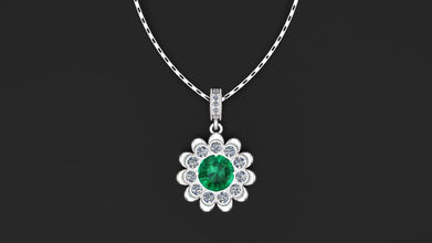 Custom Silver Flower Locket Pendant with Gemstone |Custom Stone Necklace