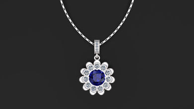 Custom Silver Flower Locket Pendant with Gemstone |Custom Stone Necklace