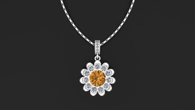 Custom Silver Flower Locket Pendant with Gemstone |Custom Stone Necklace