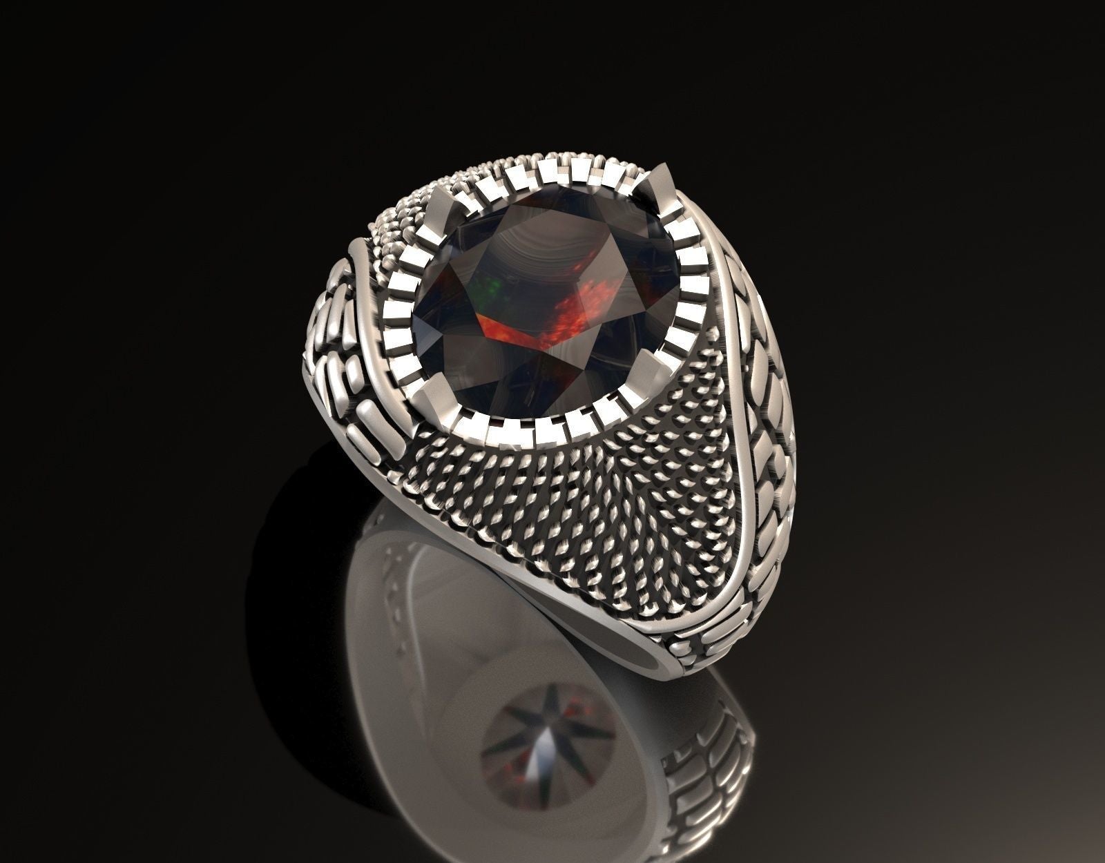 Handcrafted Sterling Silver Men’s Ring with Custom Gemstone | Luxury Statement Jewelry