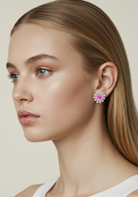 Customized Sterling Silver Flower Stud Earrings with Gemstone Options